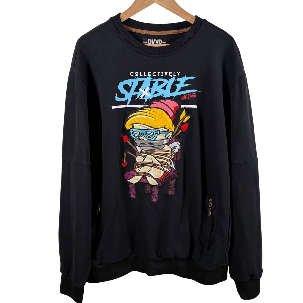 BKYS‎ Black Keys Men's L Black Graphic Sweatshirt Collectively Stable Streetwear